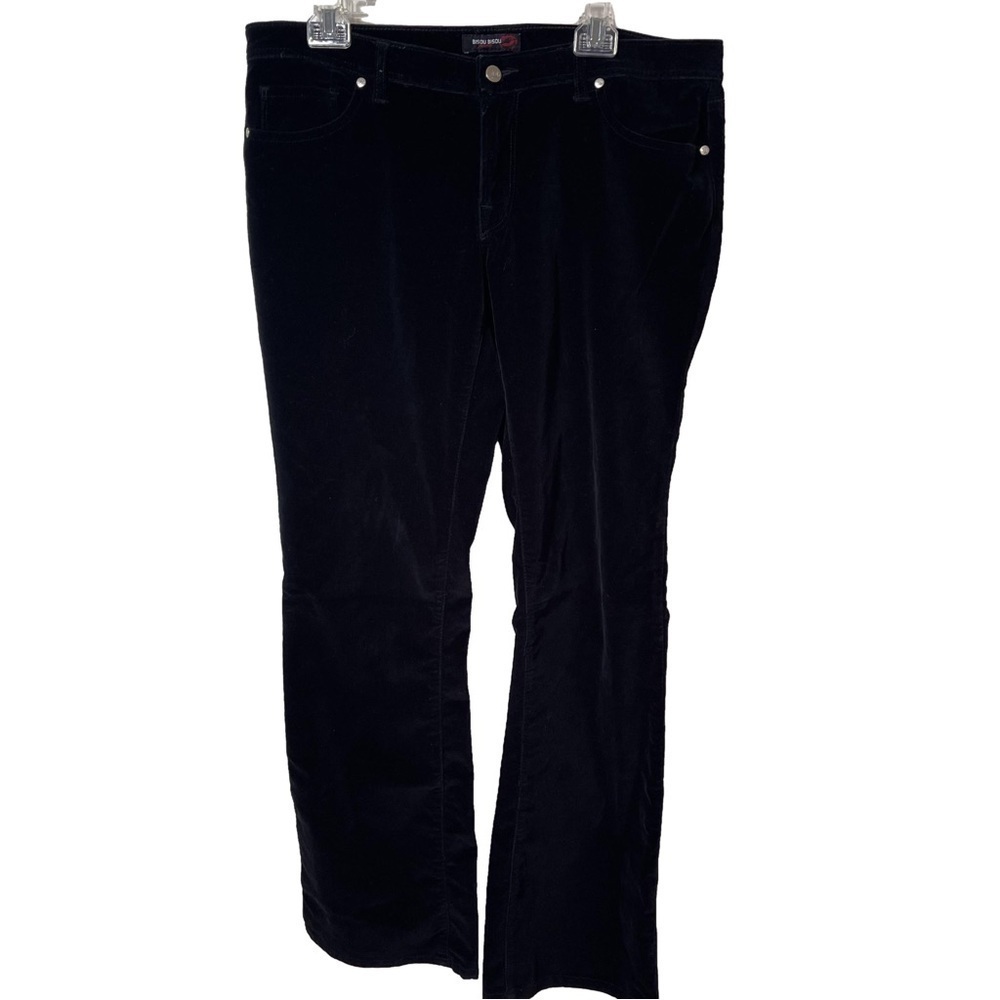Bisou Bisou Black Velvet Boot Cut Mid-Rise Five-Pocket Stretch Pants 12